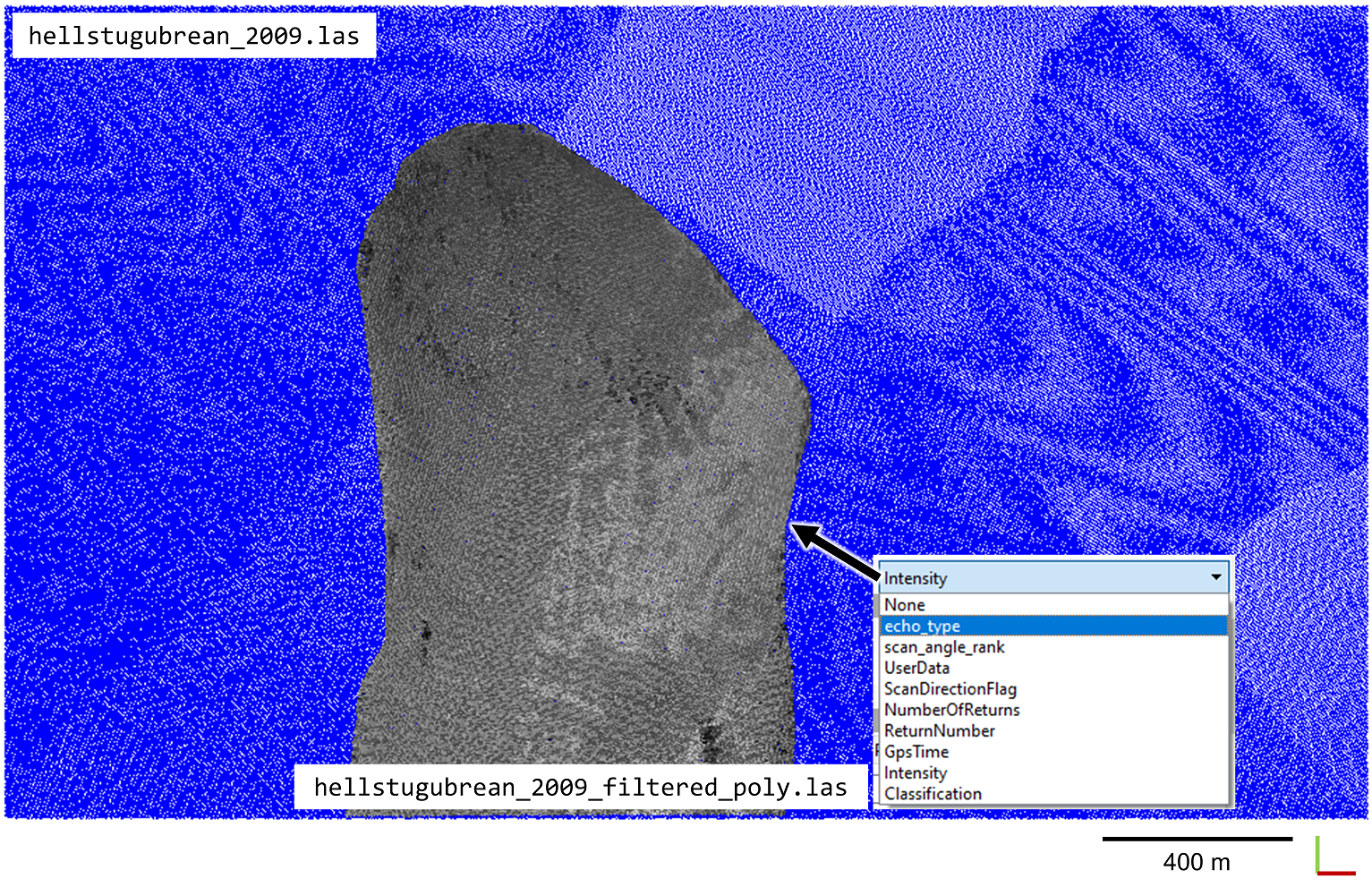 Visualization of output point cloud in CloudCompare