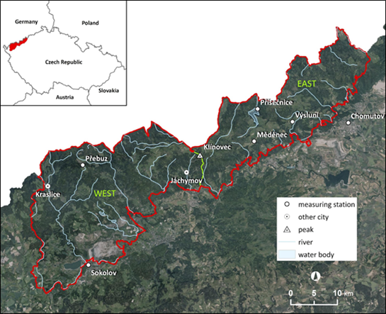 Location of the Ore mountains study area. Location of the Ore mountains study area