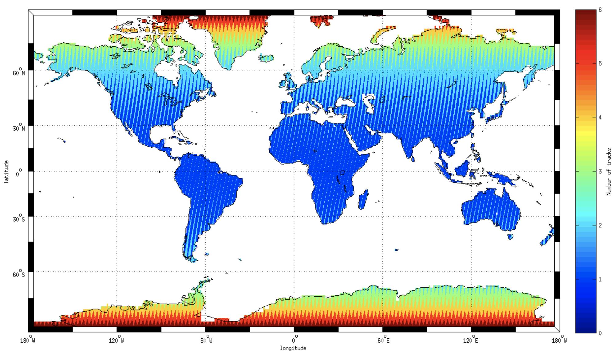Example of Sentinel-2 satellite revisit frequency due to the overlap between adjacent orbits. Figure 6