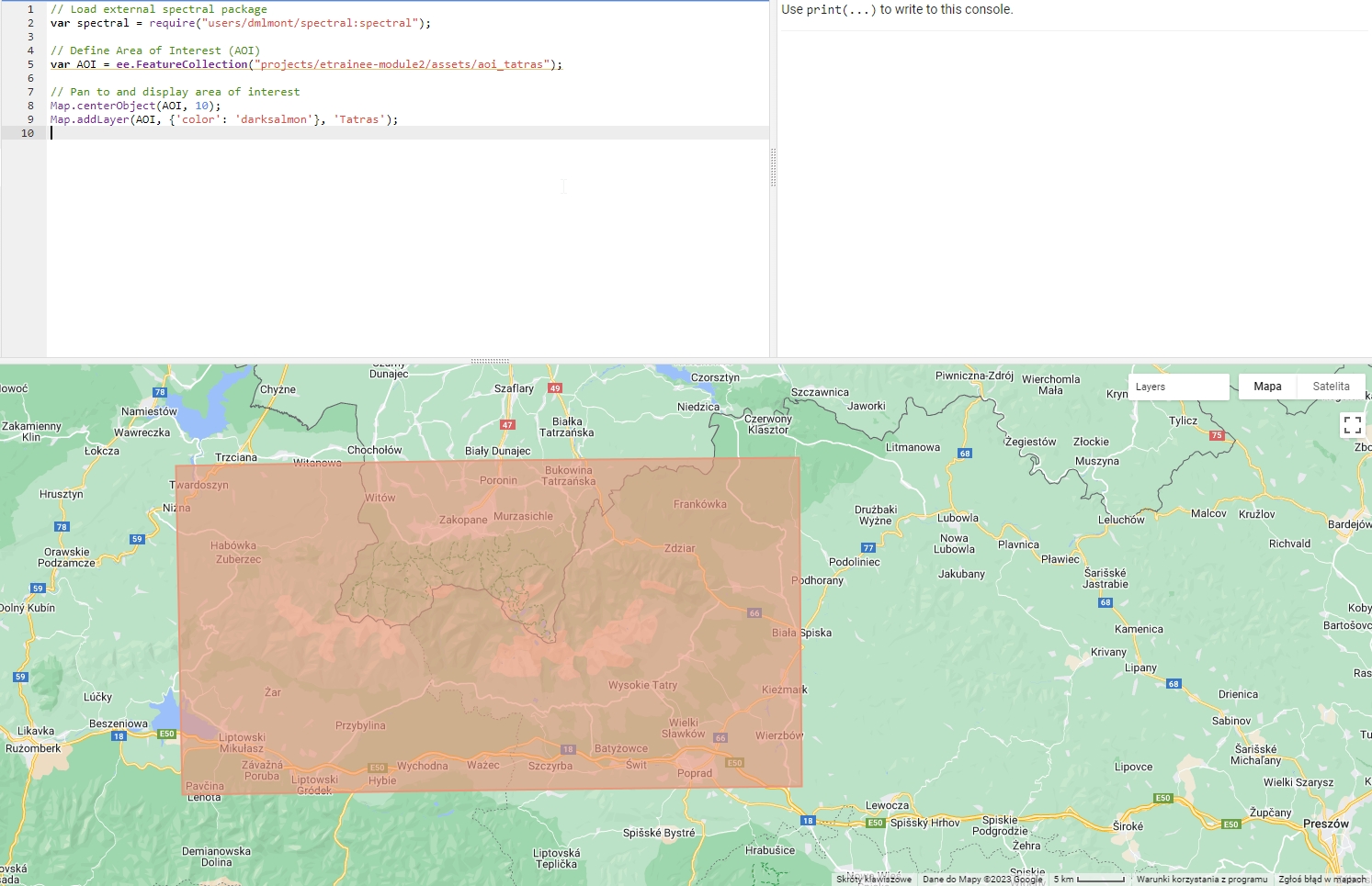 Tatras area of interest Area of interest