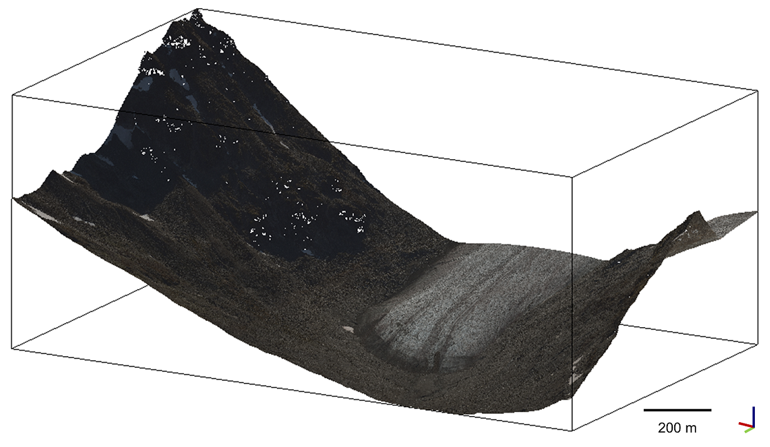 RGB-colored point cloud Point cloud of Hullstugubrean colored by RGB