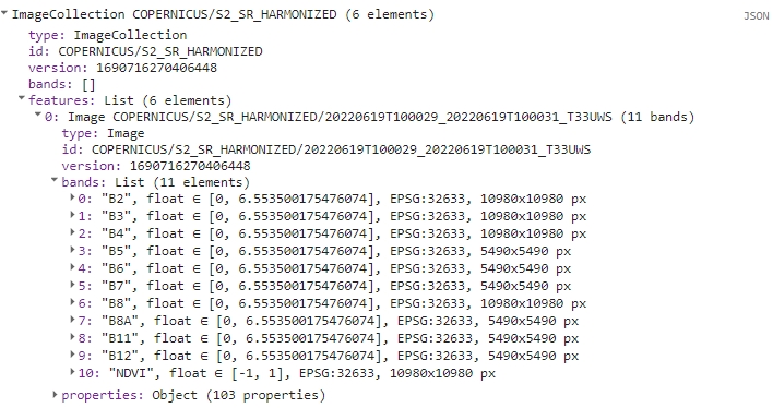 Filtered collection with NDVI band